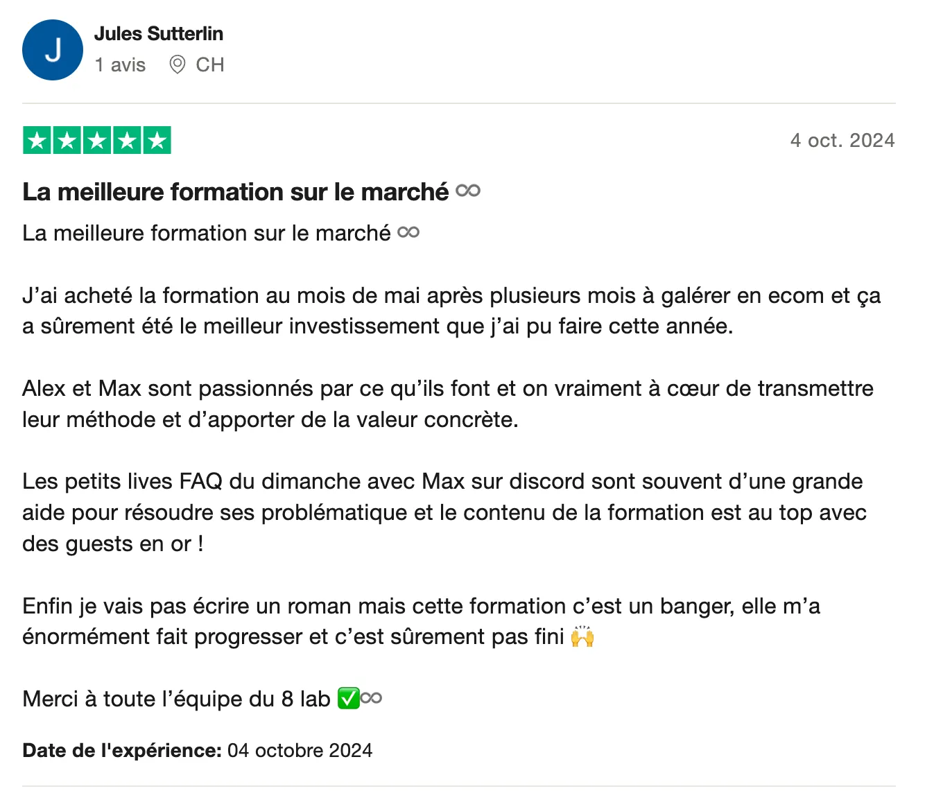 Avis client IA LAB